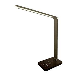 LED Desk Lamp Wireless Mobile Phone Charger USB Black Slim Adjustable Light Arm
